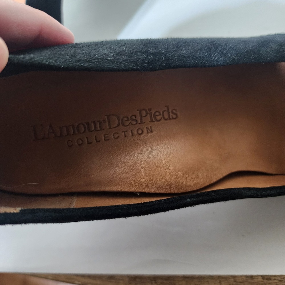L'Amour Des Pieds Black Suede Round Toe Block Heel Pumps Womens 8.5M - Picture 9 of 10